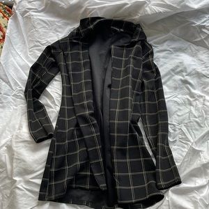 pretty little thing black and white plaid loose blazer